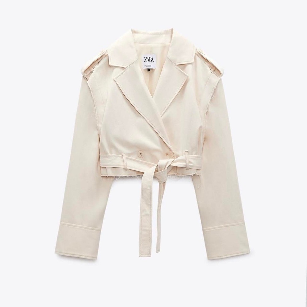 ZARA CROPPED BEIGE CONVERTIBLE JACKET